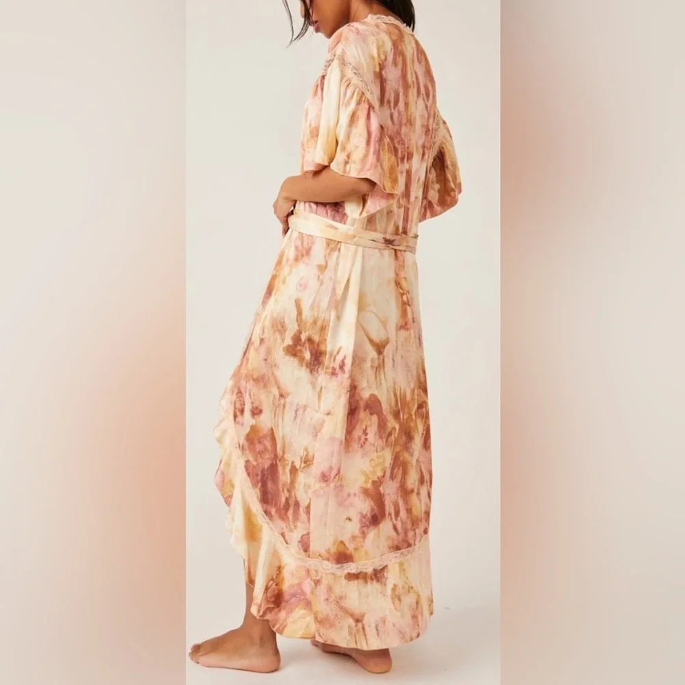 NWOT Free People Intimately Moonbeams Floral Lace Trim Sweet Combo Robe. - Picture 6 of 17